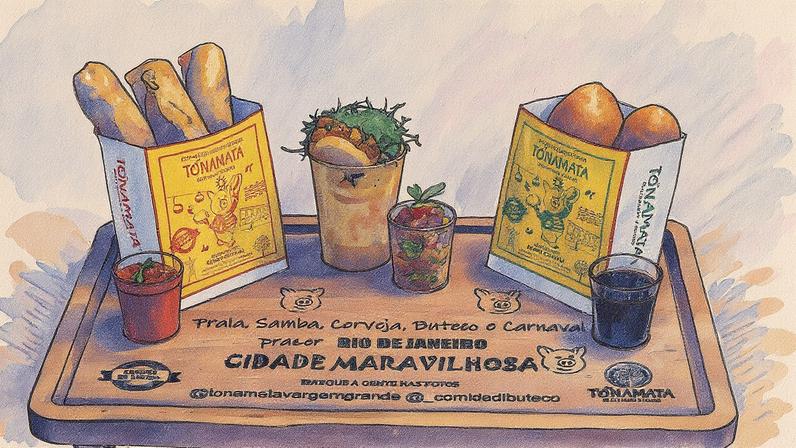 Comida do Buteco: croquete de costelinha com chutney de goiaba picante; bolinho de joelho defumado marinado na cerveja, com geleia de mate com limão; canjiquinha com ragu de pernil, torresmo e couve frita (Foto: Reprodução)