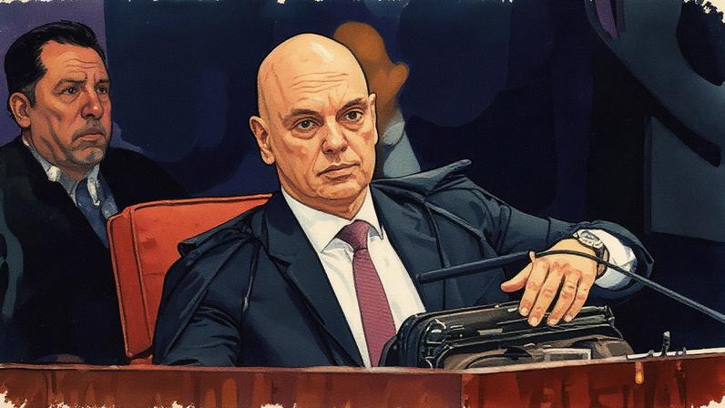 Ministro Alexandre de Moraes durante julgamento de réus do núcleo 1 da trama golpista (Foto: Reprodução)