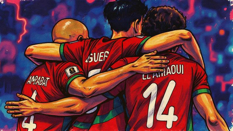 Jogadores de futebol comemoram a classificação de Marrocos para a Copa do Mundo de 2026 após vitória sobre o Níger em Rabat (Foto: Reprodução)