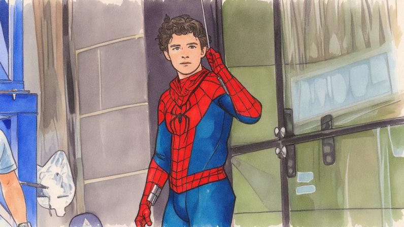 Tom Holland durante as filmagens de 'Spider-Man: Brand New Day' em Glasgow, em agosto (Foto: Reprodução)