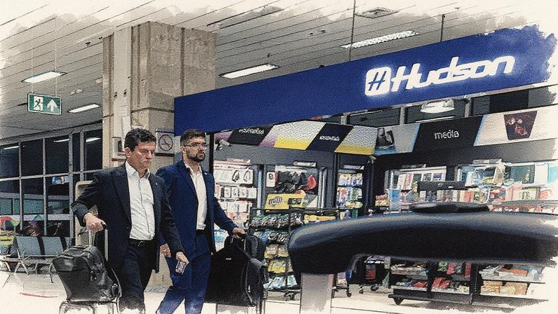 Sergio Moro está acompanhado apenas por seus seguranças (Foto: Reprodução)