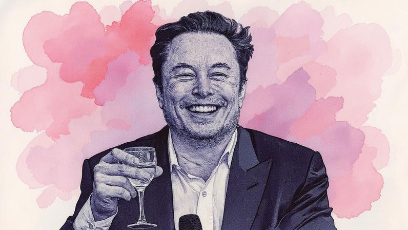 Homem em terno de negócios em pé em um palco, falando ao microfone, com um grande telão ao fundo exibindo um gráfico azul em tendência de alta (Foto: Reprodução)