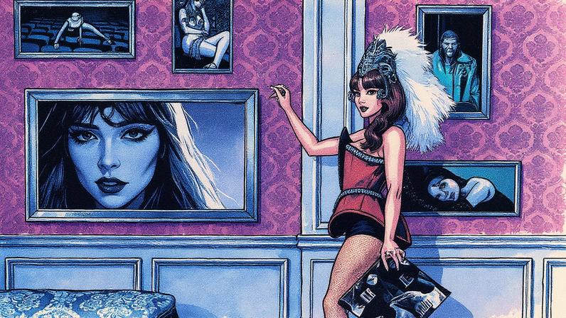 In a new image announcing her Target-exclusive "The Life of a Showgirl: The Crowd is Your King" edition, Taylor Swift models a bejeweled bodysuit by The Blonds. Mert Alas, Marcus Piggott and TAS Rights Management