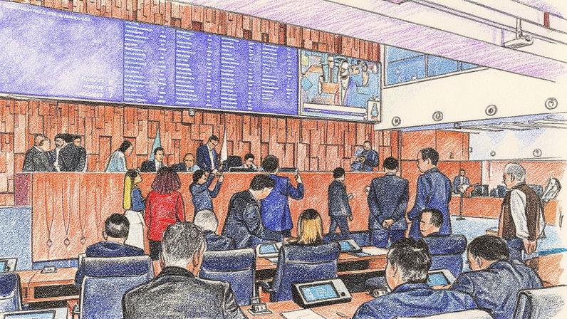 Movimentação no plenário da Alerj durante a votação (Foto: Reprodução)