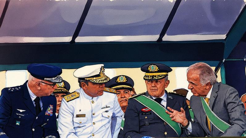 Ministro da Defesa, José Múcio, e comandantes das Forças Armadas durante cerimônia do Dia do Exército em Brasília (Foto: Reprodução)
