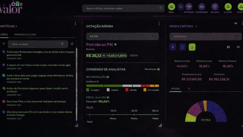 Valor One, plataforma que reúne notícias e ferramentas para análise de alternativas no mercado (Foto: Reprodução)
