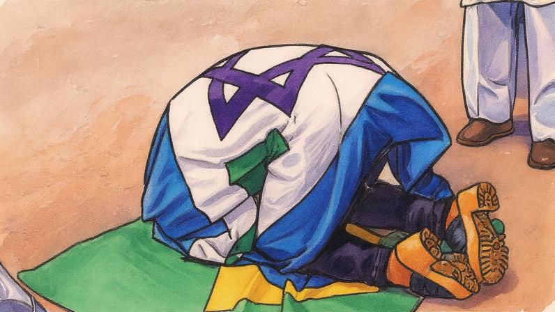 Apoiador ora em frente ao condomínio de Bolsonaro em Brasília (Foto: Reprodução)