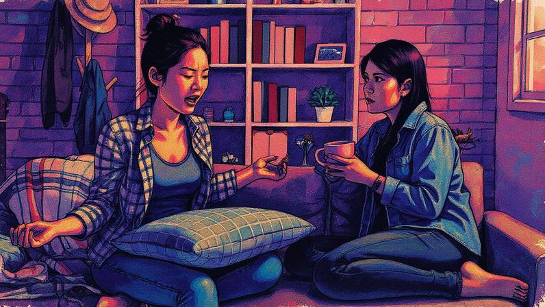 Homem e mulher conversam em um ambiente interno, com expressões de descontentamento (Foto: Reprodução)