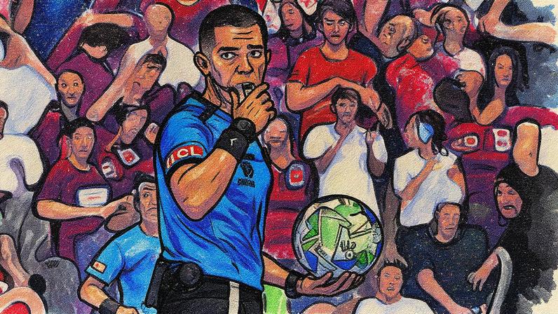 Árbitro Andrés Rojas durante partida entre Flamengo e Estudiantes (Foto: Reprodução)