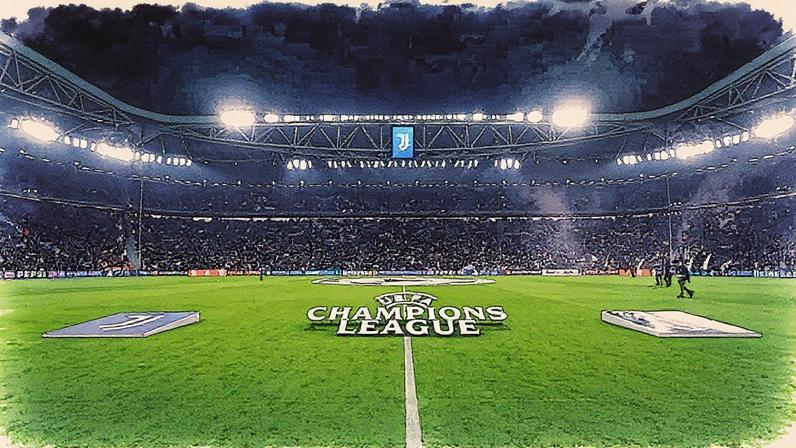 Estádio Allianz, da Juventus, durante partida da Champions League (Foto: Reprodução)