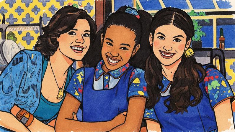 Manoela do Monte, Júlia Oliver e Giovanna Grigio em cena da série 'Chiquititas' (Foto: Reprodução)