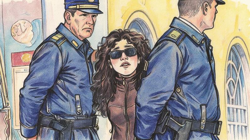 Francesca Chaouqui passa por dois Gendarmes do Vaticano ao deixar o Vaticano durante uma pausa de seu julgamento (Foto: Reprodução)