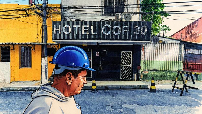 Fachada do Hotel COP30, recém-renomeado em homenagem à conferência climática da ONU, localizada no centro de Belém, Pará, com zero reservas a dois meses do evento (Foto: Reprodução)