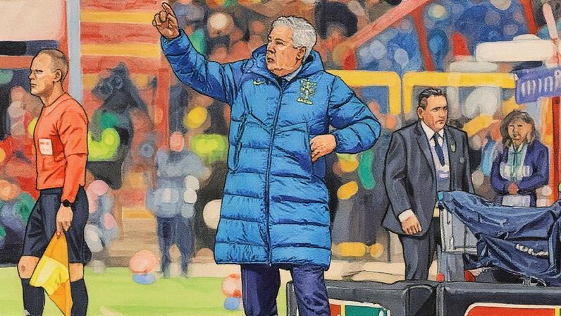 Carlo Ancelotti observa a partida entre Bolívia e Brasil (Foto: Reprodução)