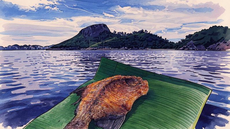 Pirarucu exposto para o público durante o festival 'Carimbó Suburbano' (Foto: Reprodução)