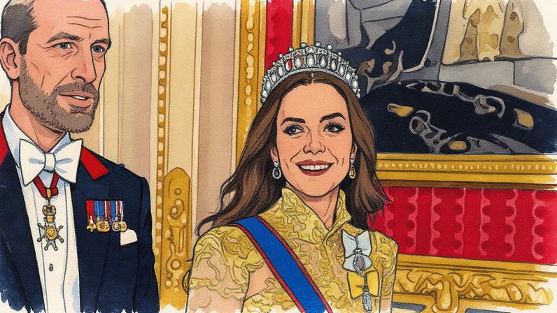 Kate Middleton durante o banquete de Estado no castelo de Windsor (Foto: Reprodução)