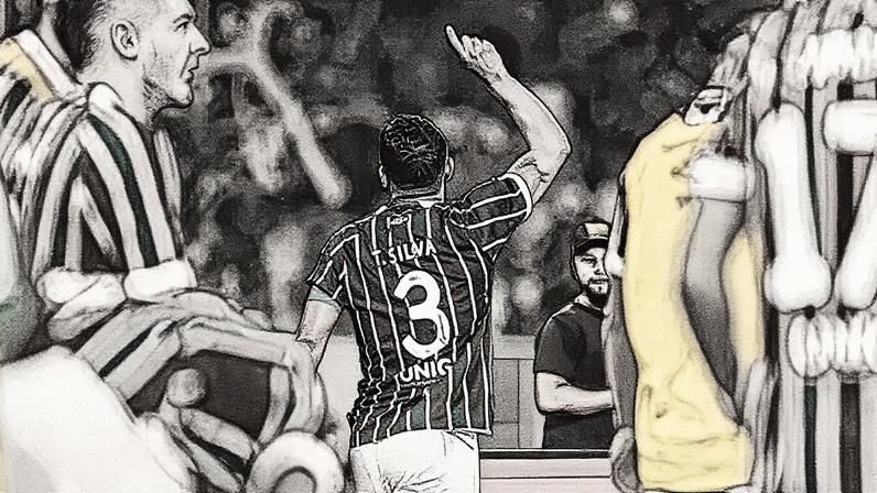 Thiago Silva marca o gol da classificação do Fluminense na Copa do Brasil (Foto: Reprodução)