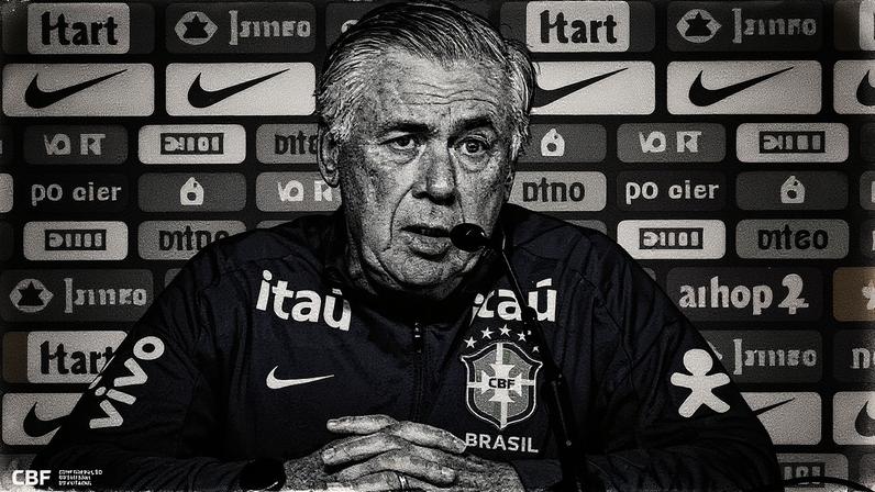 Técnico Ancelotti durante coletiva da seleção brasileira (Foto: Reprodução)