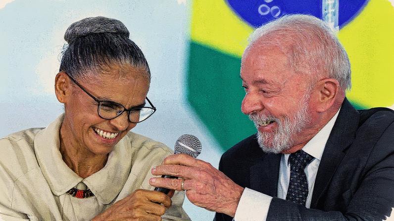 Marina Silva e o presidente Lula durante evento no Palácio do Planalto (Foto: Reprodução)