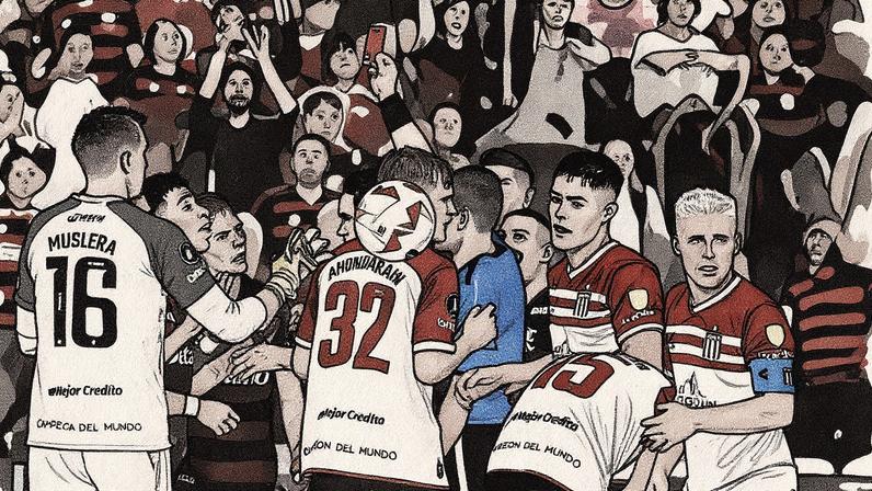 Expulsão de Gonzalo Plata durante a partida entre Flamengo e Estudiantes (Foto: Reprodução)