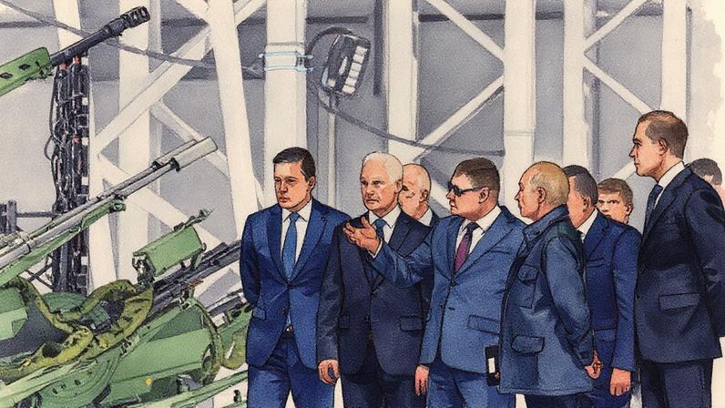 Presidente da Rússia, Vladimir Putin, visita uma fábrica de armas em Perm (Foto: Reprodução)