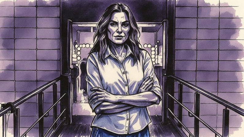 Mar Flores fotografada nos estúdios da RTVE em Barcelona (Foto: Reprodução)