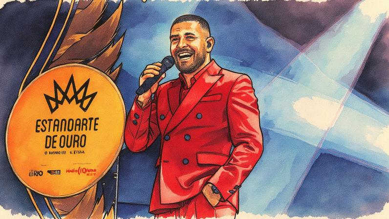 Diogo Nogueira se apresenta ao final da premiação do Estandarte de Ouro (Foto: Reprodução)