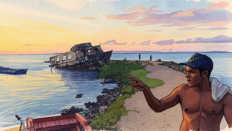 Barco à beira da costa de Cumaná, capital do estado de Sucre, Venezuela (Foto: Reprodução)