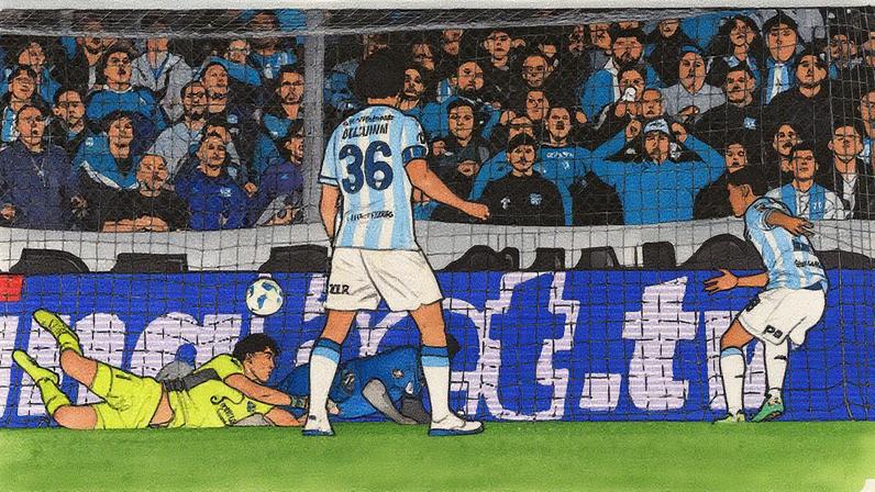 Jogador do Racing celebra gol que garante a classificação do time à semifinal da Libertadores (Foto: Reprodução)
