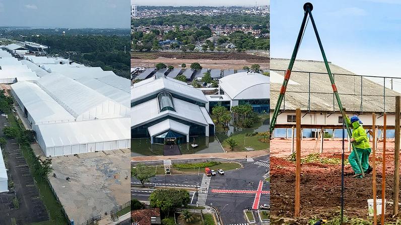 Obras da COP 30: Blue Zone, Hangar e Vila COP, em Belém (Foto: Reprodução)