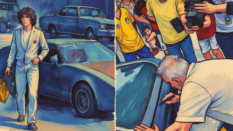 Zico reencontra carro que teve nos anos 1970 (Foto: Reprodução)