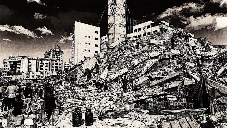 Edifício Sussi, na Cidade de Gaza, destruído em bombardeio (Foto: Reprodução)