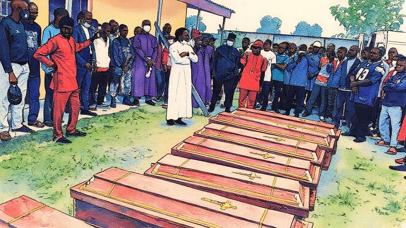 Vítimas de ataque em uma cena de violência (Foto: Reprodução)