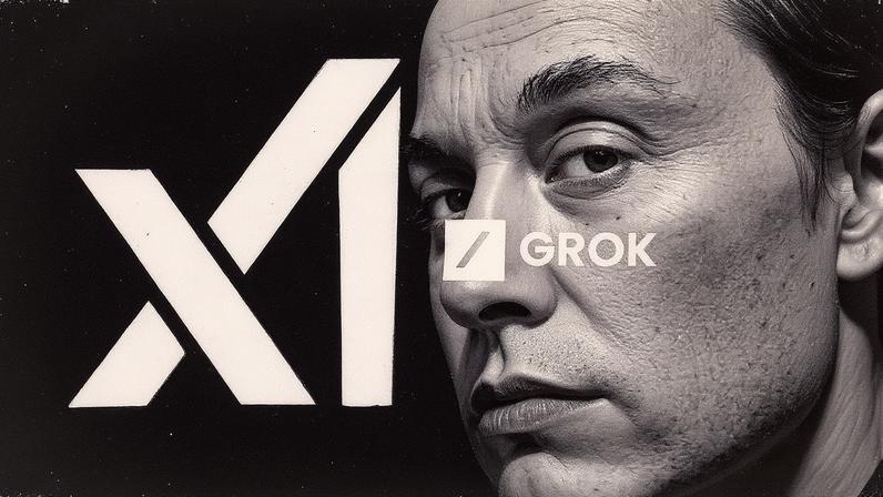 Elon Musk está em um evento relacionado à xAI, com um fundo que sugere um ambiente tecnológico (Foto: Reprodução)