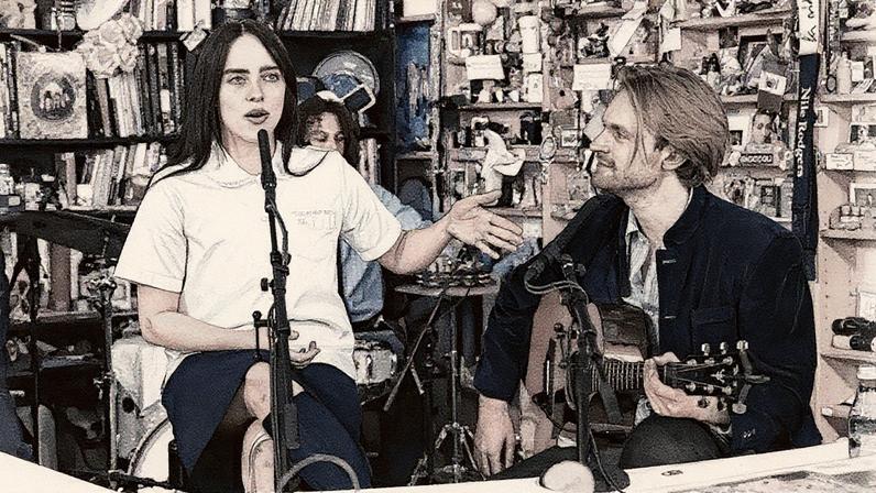 Cantora Billie Eilish e o irmão, o músico e produtor Finneas, se apresentam em show do Tiny Desk (Foto: Reprodução)