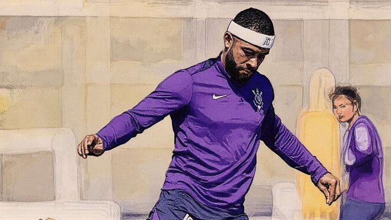 Memphis Depay participa de treino no Corinthians (Foto: Reprodução)