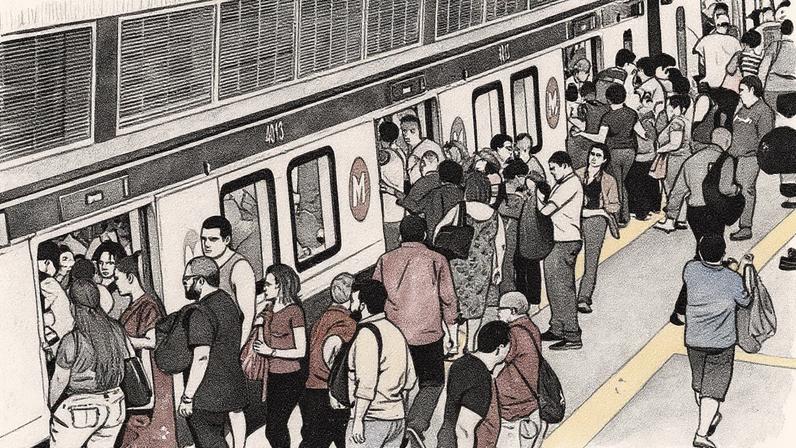 Metrô do Rio de Janeiro em operação com passageiros (Foto: Reprodução)