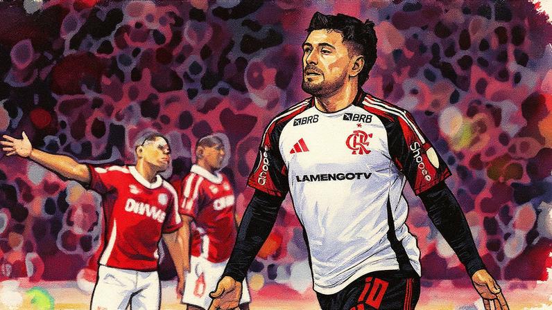 Gol de Arrascaeta garante a vitória do Flamengo sobre o Internacional e a classificação para as quartas de final da Libertadores (Foto: Reprodução)