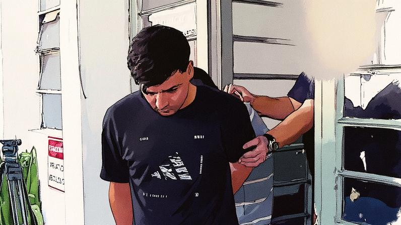 Rafael Marcell Dias Simões, conhecido como Jaguar, se entregou à polícia em São Vicente (Foto: Reprodução)