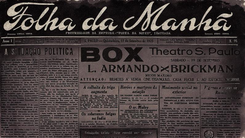 Primeira página da Folha da Manhã datada de 17 de setembro de 1925 (Foto: Reprodução)