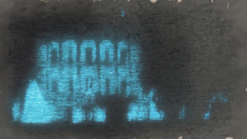 Escultura de Donald Moffett em alumínio, representando a Casa Branca, com um fundo neutro (Foto: Reprodução)