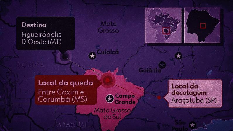 Queda de avião entre Corumbá e Coxim (MS) (Foto: Reprodução)