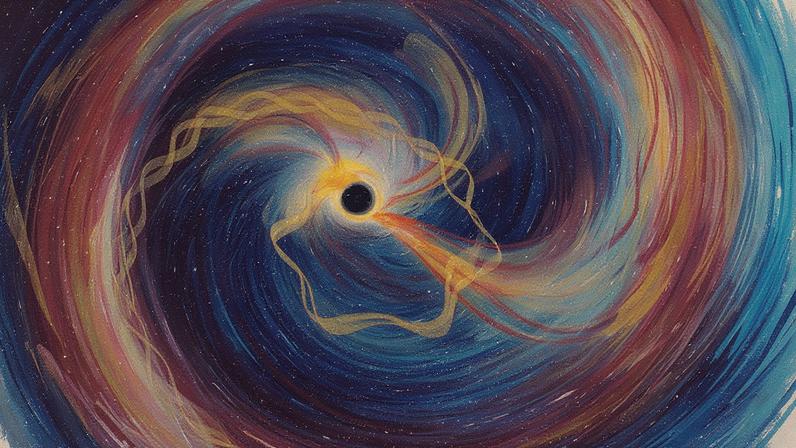 Concepção artística de um buraco negro resultante da colisão de dois outros, com emissão de ondas gravitacionais (Foto: Reprodução)
