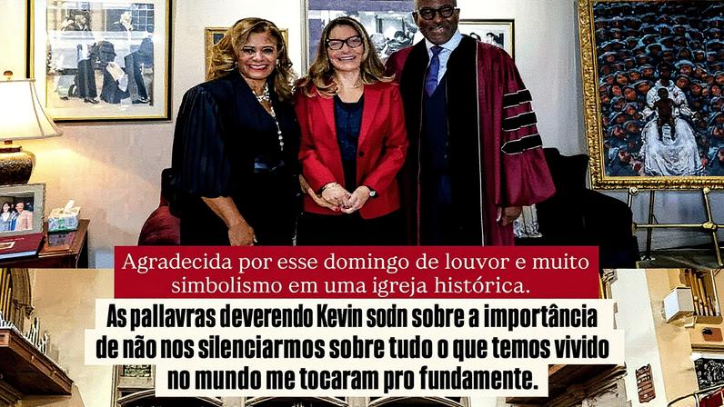 Janja participa de culto evangélico no bairro do Harlem, em Nova York (Foto: Reprodução)