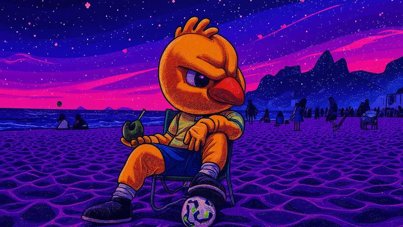 Canarinho posicionado no Arpoador, com o mar ao fundo (Foto: Reprodução)