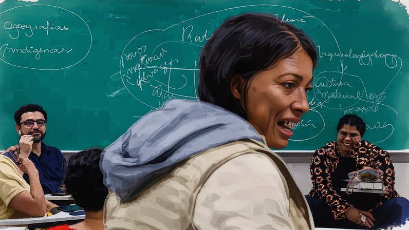 Sala de aula da Faculdade Intercultural Indígena, localizada no campus principal da Universidade Federal da Grande Dourados (Foto: Reprodução)