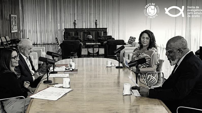 Lula e Janja participam do podcast Papo de Crente (Foto: Reprodução)