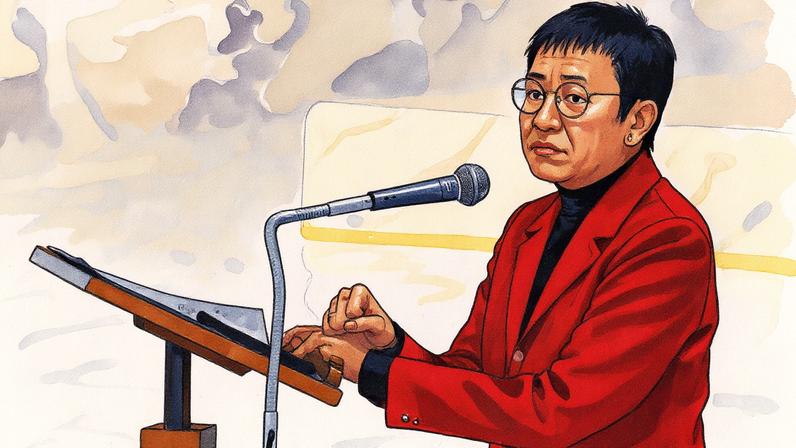 Maria Ressa discursa no Vaticano (Foto: Reprodução)