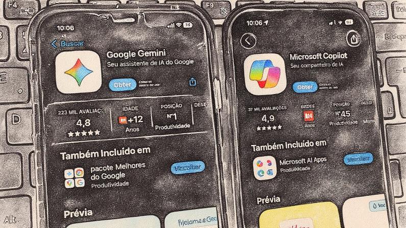 Imagem compara as diferenças entre Gemini e Copilot em produtividade, criatividade e integração com plataformas (Foto: Reprodução)