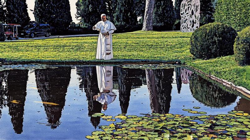 Papa León XIV nos jardins da residência pontifícia de Castel Gandolfo, perto de Roma (Foto: Reprodução)